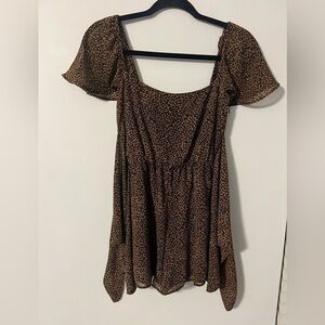 Show Me Your MuMu Cheetah Print Brown Short Sleeve Romper Size Exrra Small